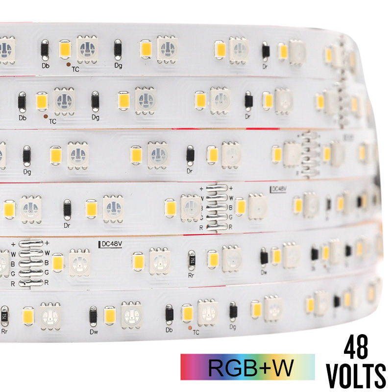 48V Super Long 40m 130ft RGB W LED Strips Lights - 5050 RGB + 2835 White